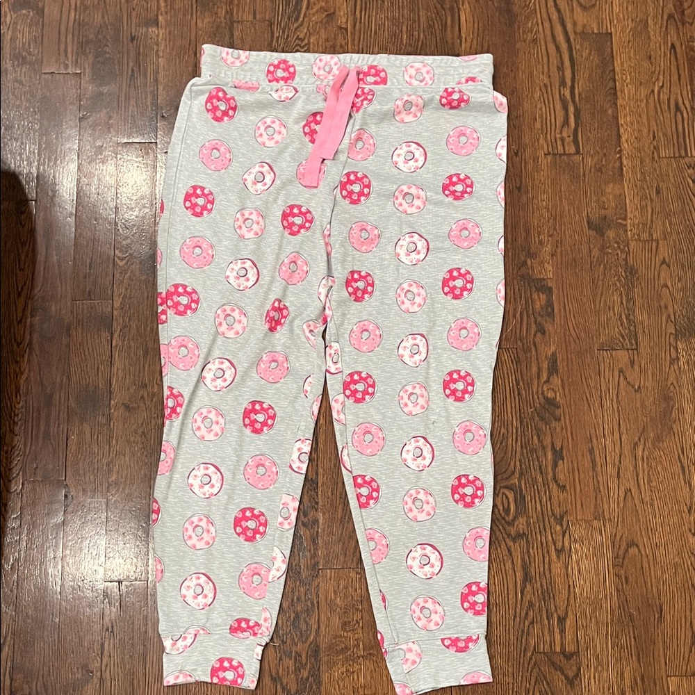 Cozy Gray and Pink Donut Pajama Joggers